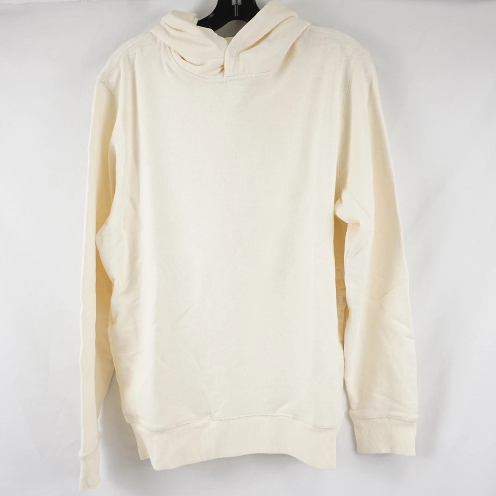 Outerknown Sur Snap Hoodies In White W/ Ribbed Hem - Mens Size Large